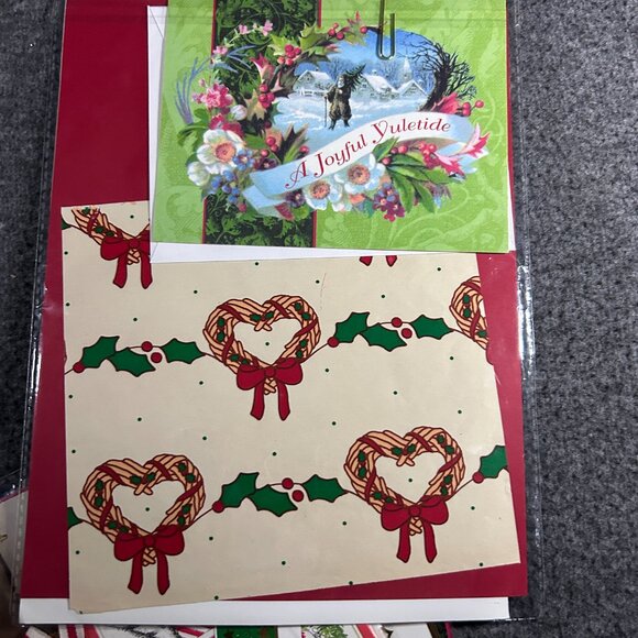 Vintage Christmas Paper Gift Wrap Sets NOS NIP Lot of 4 Ephemera Scrapbook Junk - Picture 2 of 13